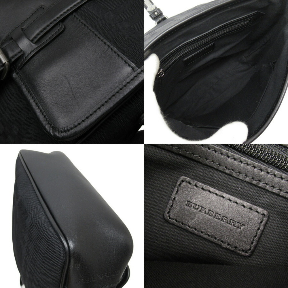 Burberry Crossbody Shoulder Bag Black Canvas Leather - Picture 2 of 3